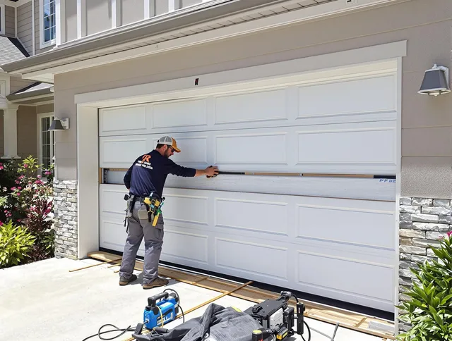 North Reading Garage Door Repair team performing complete garage door replacement at North Reading residence