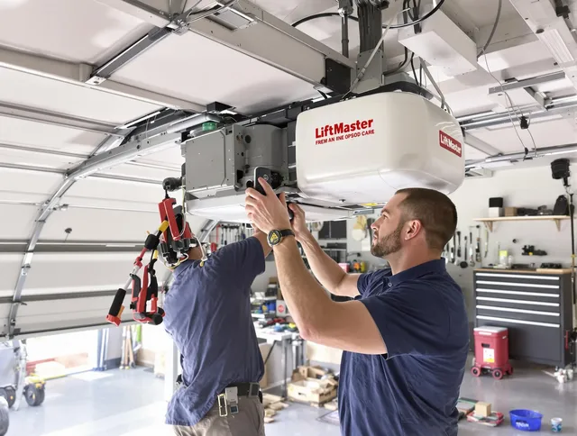 North Reading Garage Door Repair technician performing advanced diagnostics on garage opener in North Reading